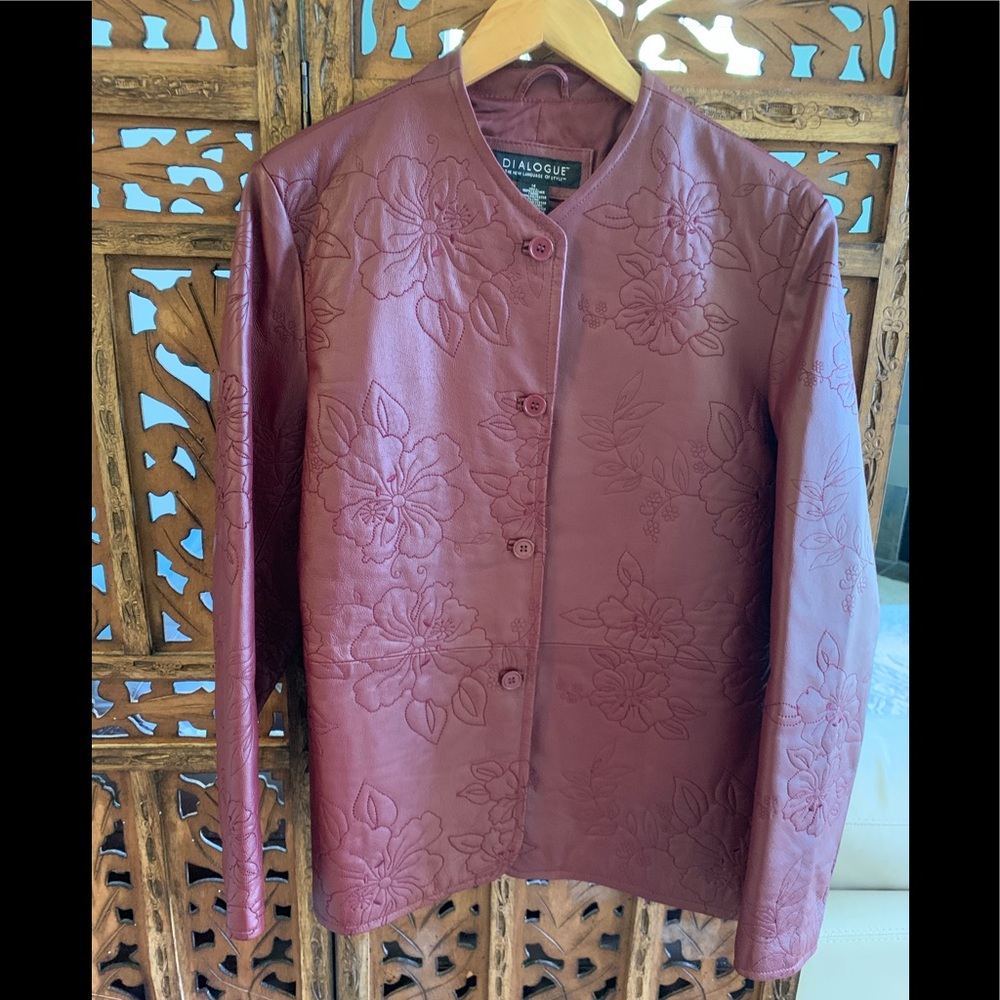 DIALOGUE Red Leather Jacket - Picture 1 of 4